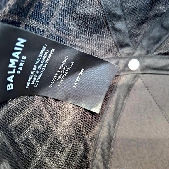 Brand New "Very Rare Black/Light Gray (Not White) BALMAIN Monogram Cap Size TU - Picture 11 of 14